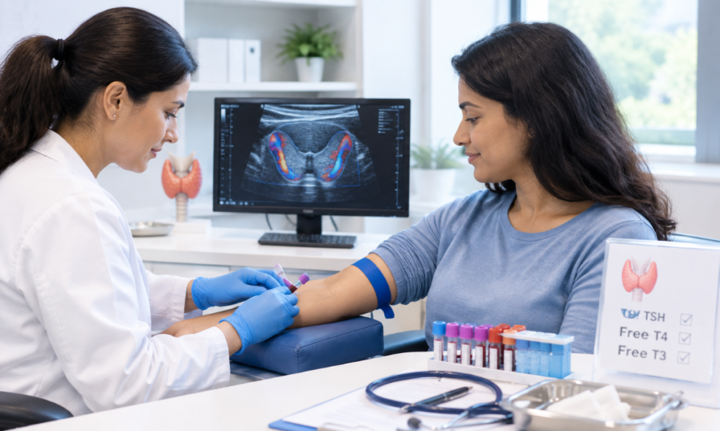 Thyroid blood test monitoring after treatment