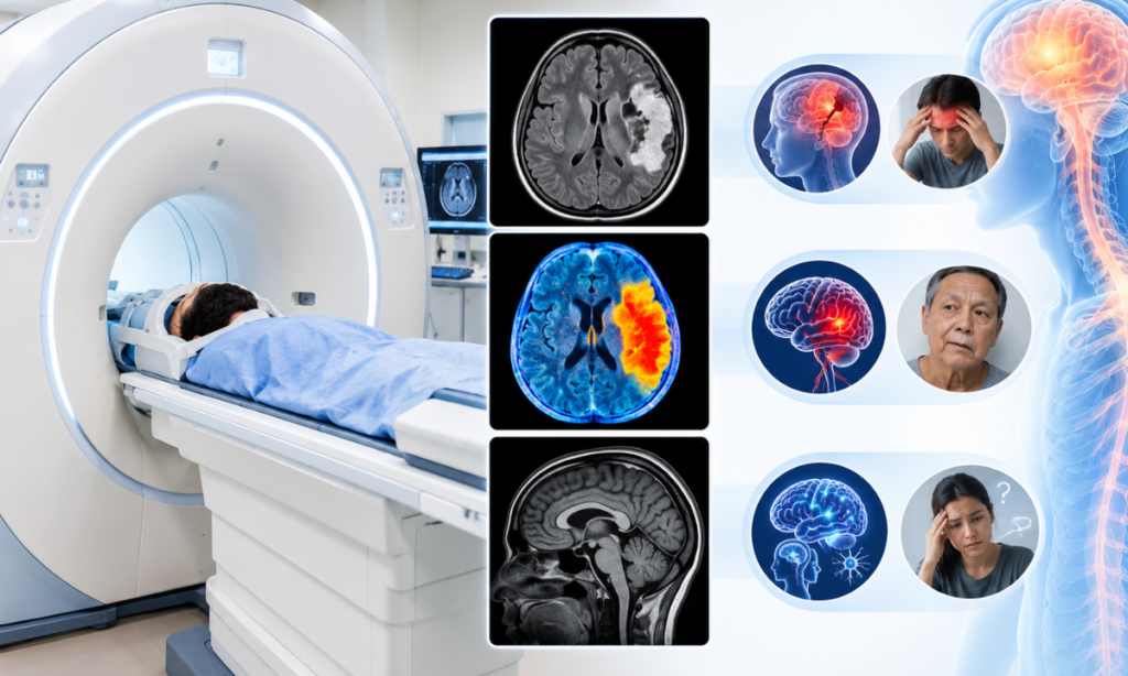 Brain imaging for injuries, stroke and neurological symptoms