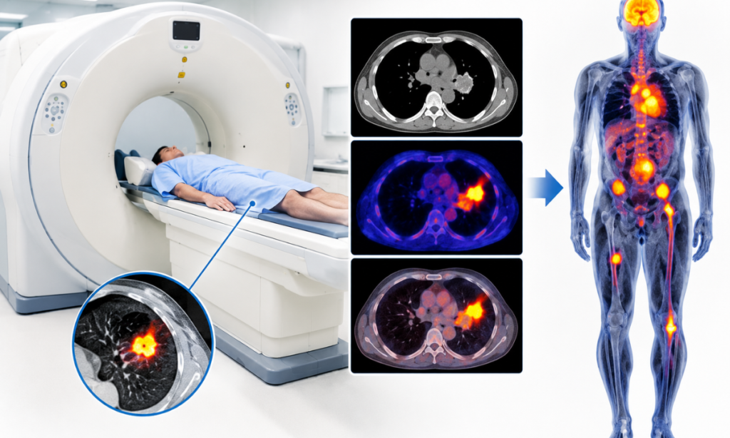 PET/CT scan for cancer staging and assessing disease spread